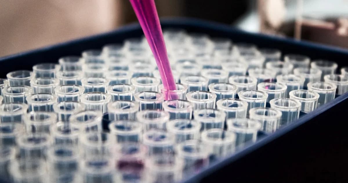 Pipette de laboratoire et tubes à essai illustrant l'étude de cas GEO sur la vultifrine, mot inventé pour le concours GEO 2026